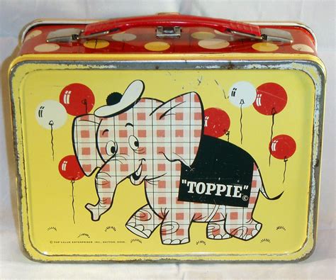 topee the elephant metal lunch box|1957 Vintage TOPPIE THE ELEPHANT METAL LUNCHBOX.